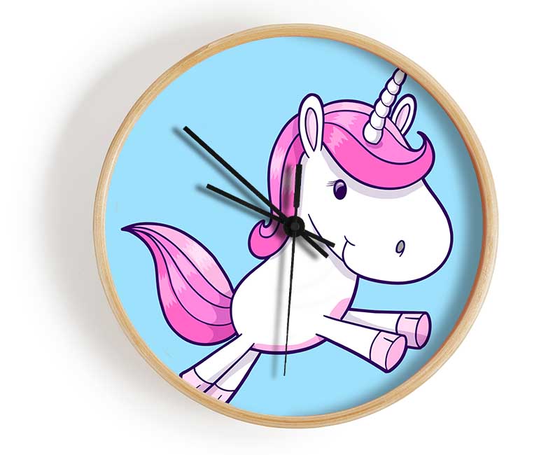 Leaping Unicorn Baby Blue Clock - Wallart-Direct UK