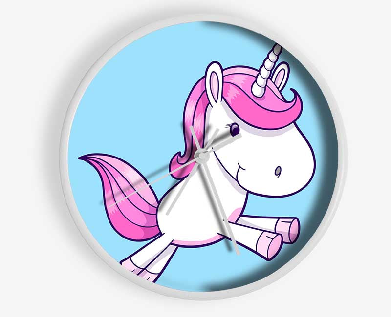 Leaping Unicorn Baby Blue Clock - Wallart-Direct UK