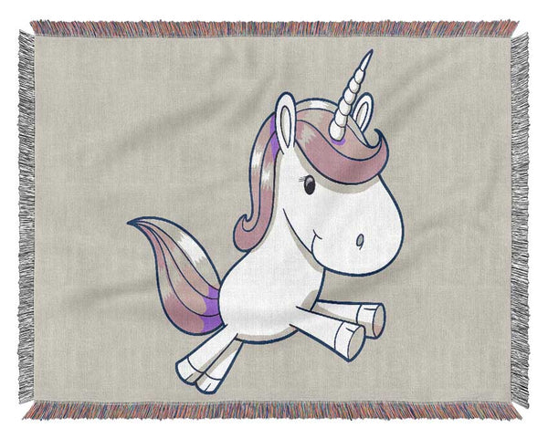 Leaping Unicorn Lilac Woven Blanket