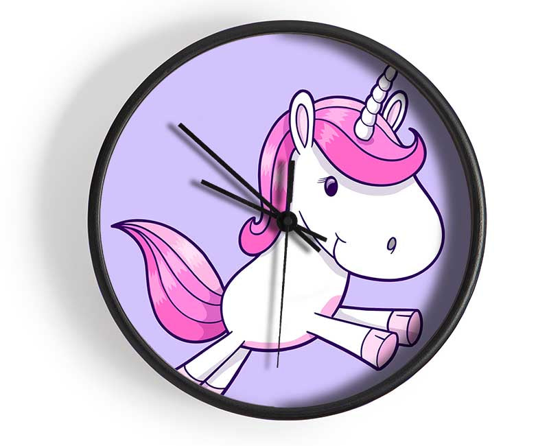 Leaping Unicorn Lilac Clock - Wallart-Direct UK