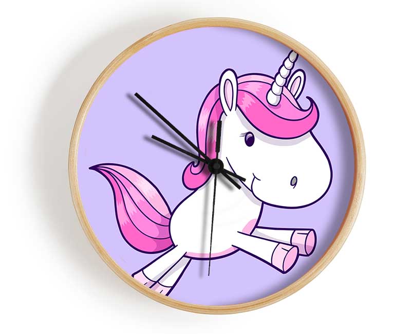 Leaping Unicorn Lilac Clock - Wallart-Direct UK