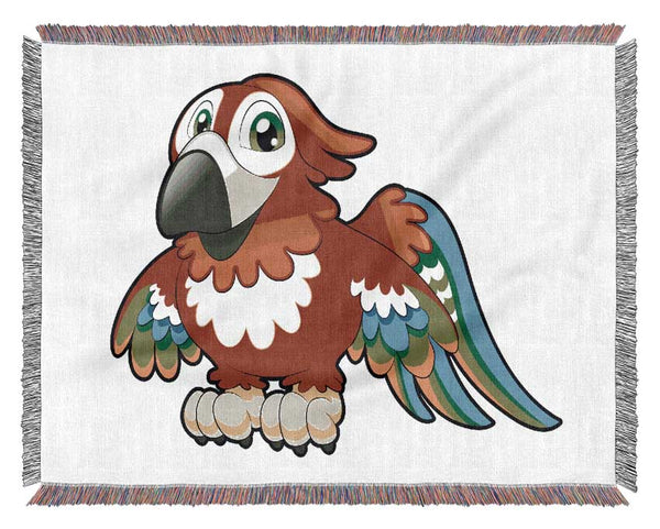 Little Parrot White Woven Blanket