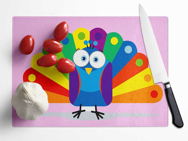 Little Peacock Pink Glass Chopping Board