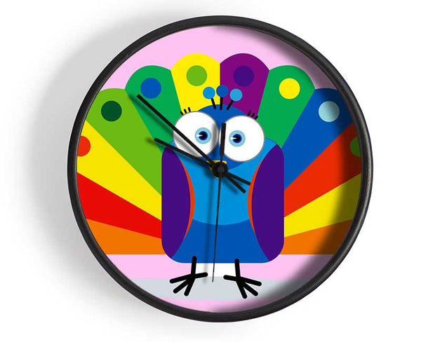 Little Peacock Pink Clock - Wallart-Direct UK