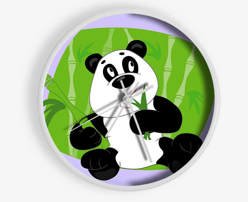 Panda Eating Bamboo Lilac Clock - Wallart-Direct UK