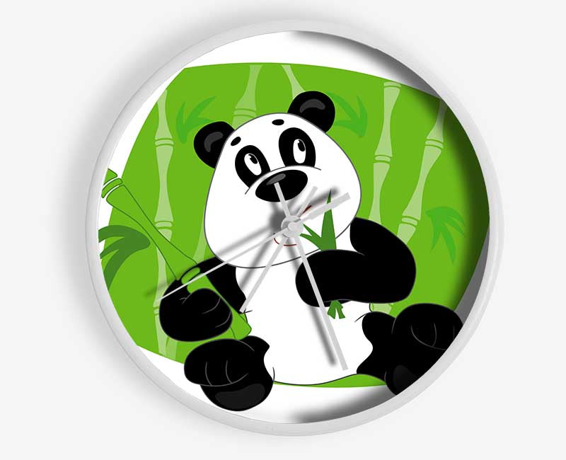 Panda Eating Bamboo White Clock - Wallart-Direct UK