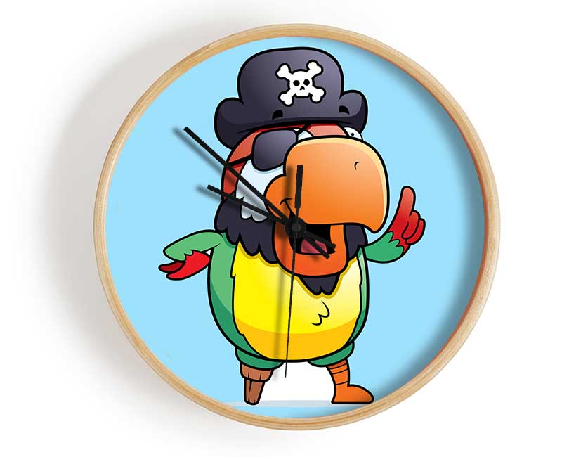 Pirate Parrot Eyepatch Baby Blue Clock - Wallart-Direct UK