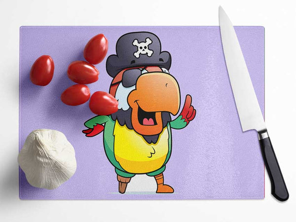 Pirate Parrot Eyepatch Lilac Glass Chopping Board