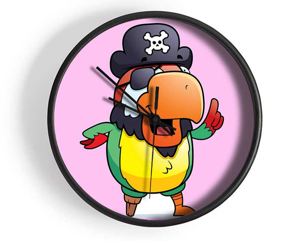 Pirate Parrot Eyepatch Pink Clock - Wallart-Direct UK