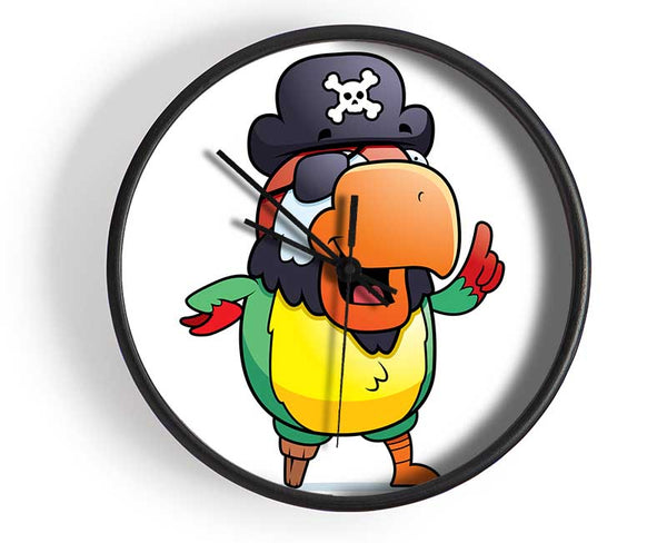 Pirate Parrot Eyepatch White Clock - Wallart-Direct UK