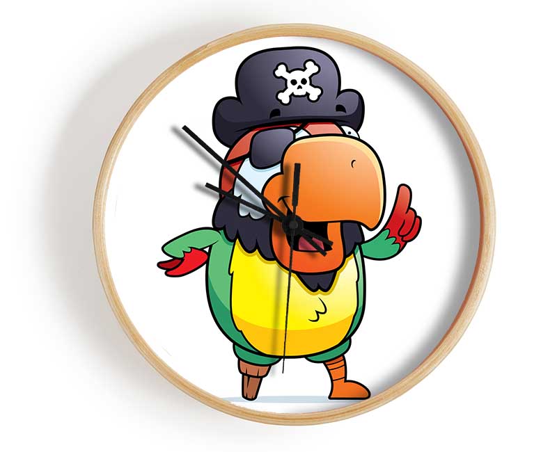 Pirate Parrot Eyepatch White Clock - Wallart-Direct UK