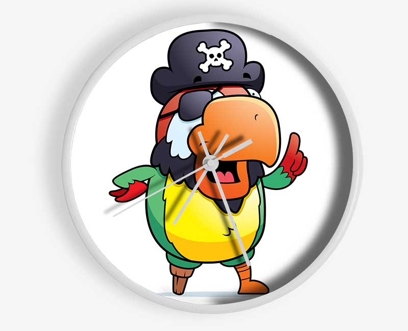 Pirate Parrot Eyepatch White Clock - Wallart-Direct UK