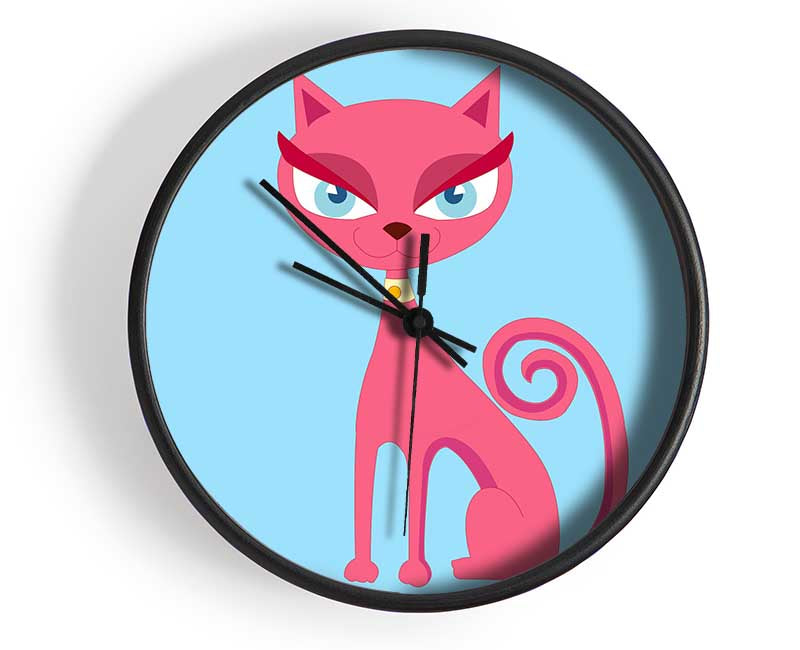 Posh Cat Baby Blue Clock - Wallart-Direct UK