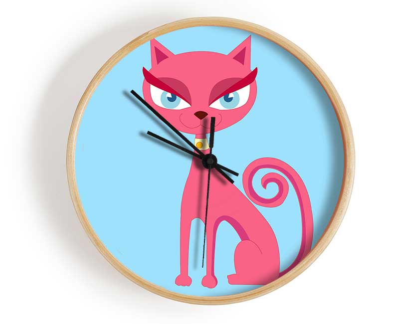 Posh Cat Baby Blue Clock - Wallart-Direct UK