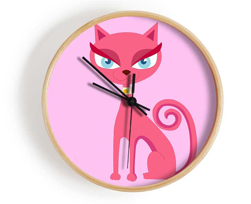 Posh Cat Pink Clock - Wallart-Direct UK