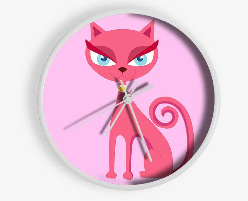 Posh Cat Pink Clock - Wallart-Direct UK