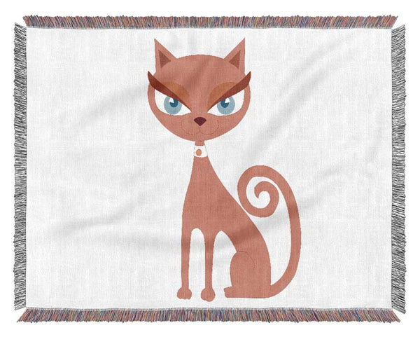 Posh Cat Pink Woven Blanket