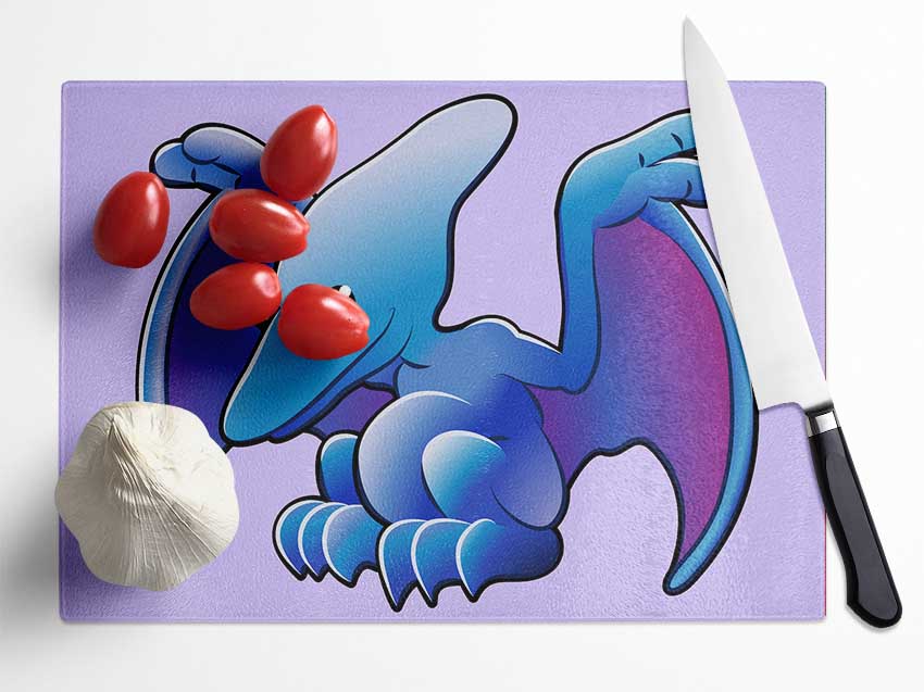 Pterodactyl Dinosaur Lilac Glass Chopping Board