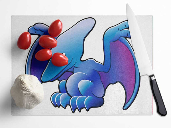 Pterodactyl Dinosaur White Glass Chopping Board