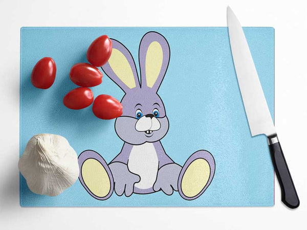 Rabbit Sitting Down Baby Blue Glass Chopping Board