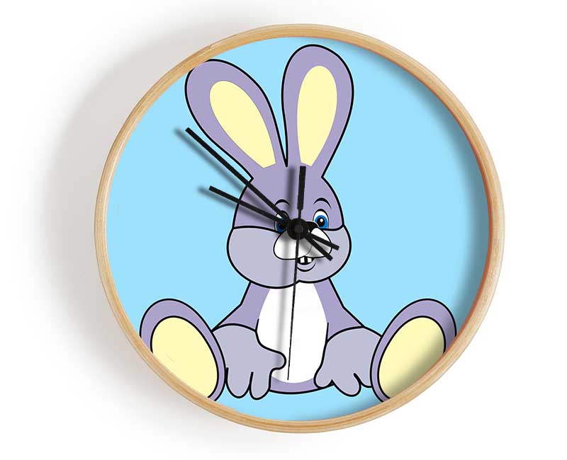 Rabbit Sitting Down Baby Blue Clock - Wallart-Direct UK