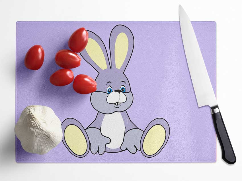 Rabbit Sitting Down Lilac Glass Chopping Board