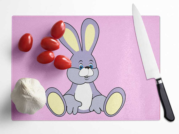 Rabbit Sitting Down Pink Glass Chopping Board