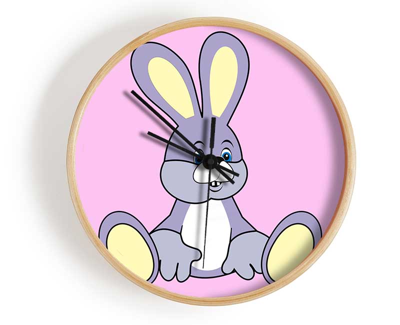 Rabbit Sitting Down Pink Clock - Wallart-Direct UK