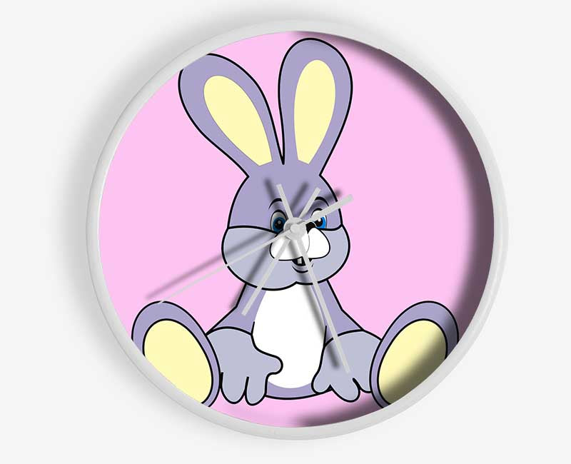 Rabbit Sitting Down Pink Clock - Wallart-Direct UK