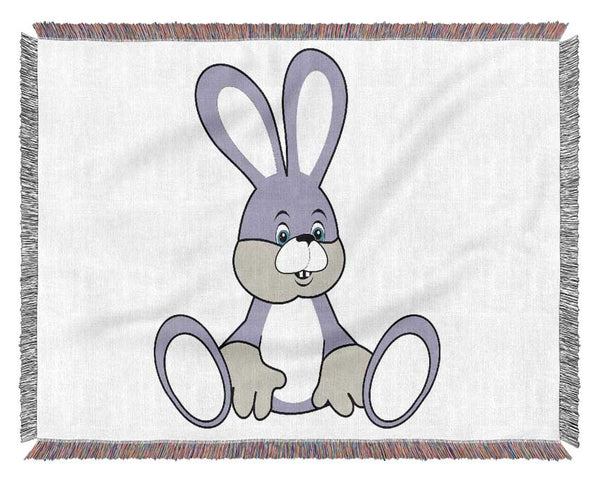 Rabbit Sitting Down White Woven Blanket