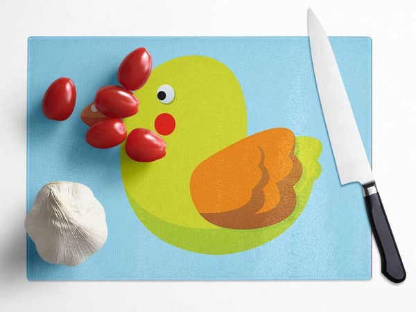 Red Spot Bird Baby Blue Glass Chopping Board