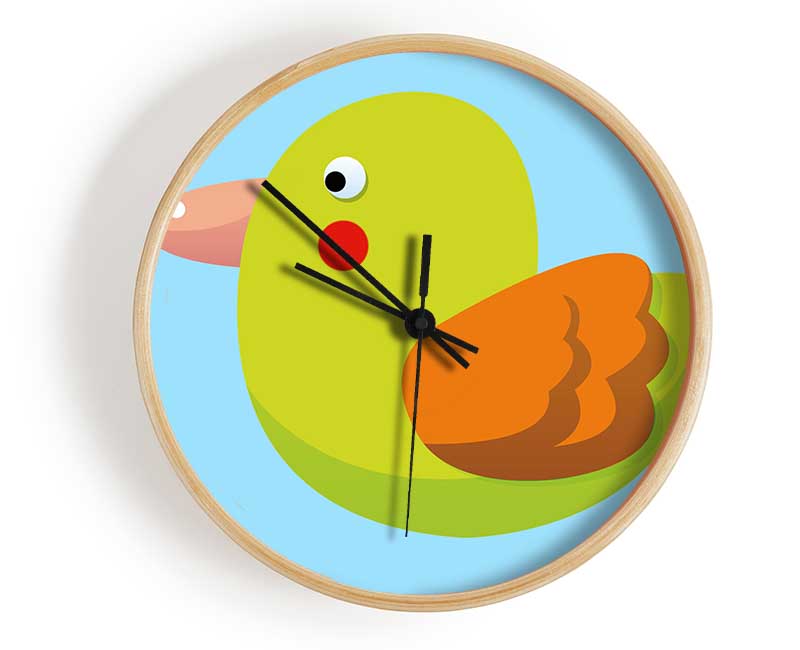 Red Spot Bird Baby Blue Clock - Wallart-Direct UK