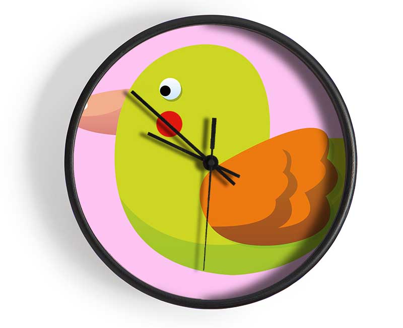 Red Spot Bird Pink Clock - Wallart-Direct UK