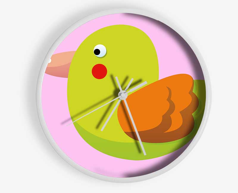 Red Spot Bird Pink Clock - Wallart-Direct UK