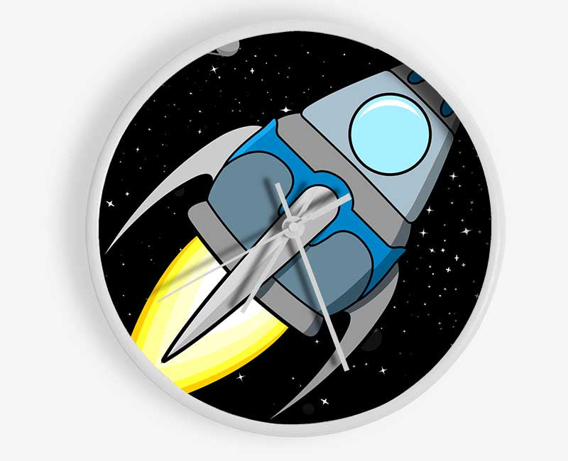 Rocket Ship White Clock - Wallart-Direct UK