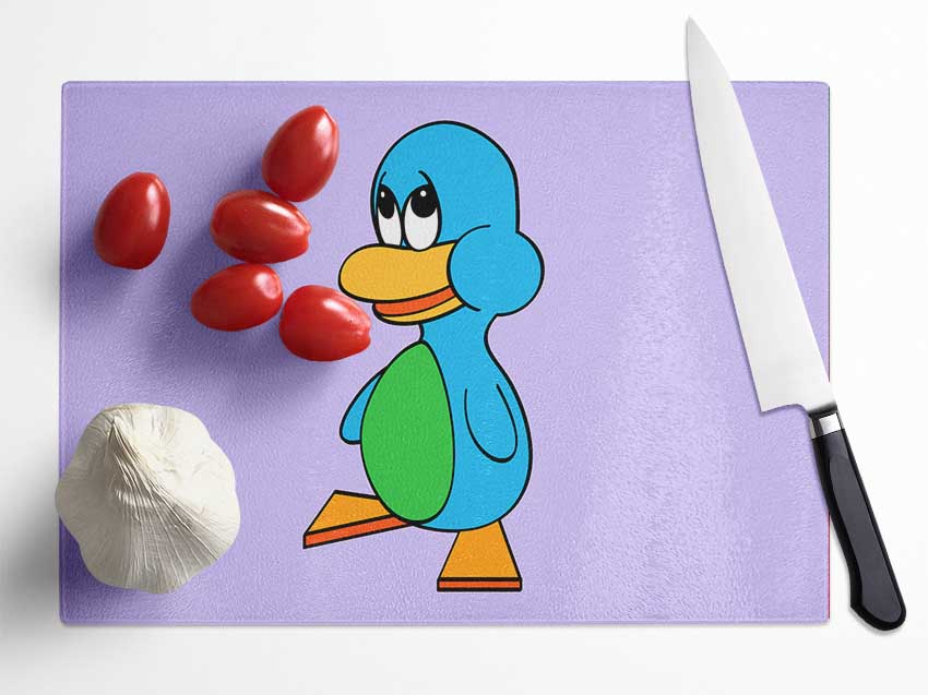 Sad Duck Lilac Glass Chopping Board