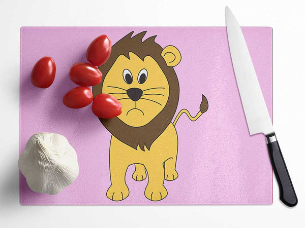 Sad Lion Pink Glass Chopping Board