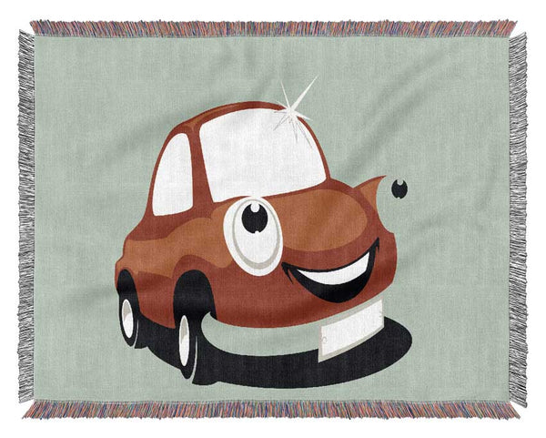 Smiling Clean Car Baby Blue Woven Blanket