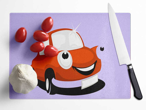 Smiling Clean Car Lilac Glass Chopping Board