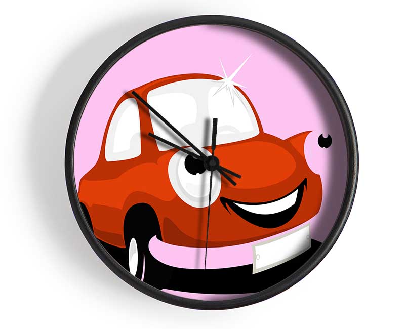 Smiling Clean Car Pink Clock - Wallart-Direct UK