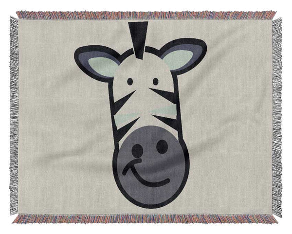 Smiling Zebra Face Lilac Woven Blanket