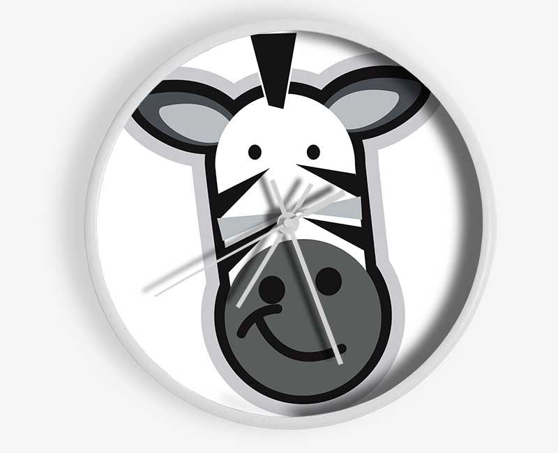 Smiling Zebra Face White Clock - Wallart-Direct UK