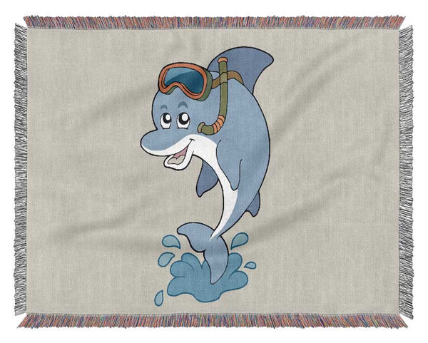 Snorkeling Dolphin Lilac Woven Blanket