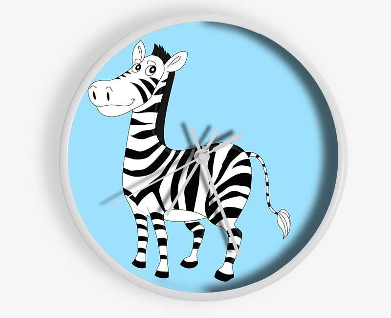 Standing Zebra Baby Blue Clock - Wallart-Direct UK