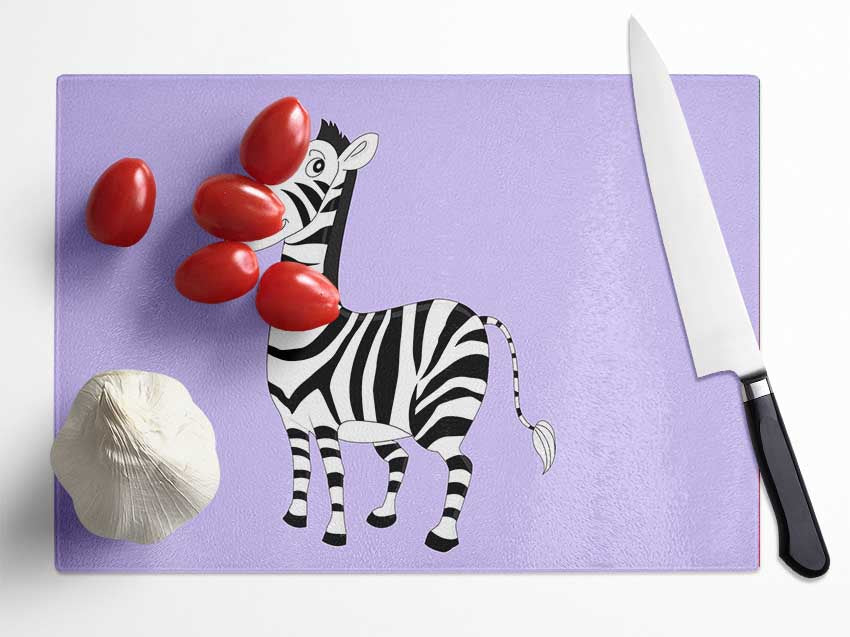 Standing Zebra Lilac Glass Chopping Board