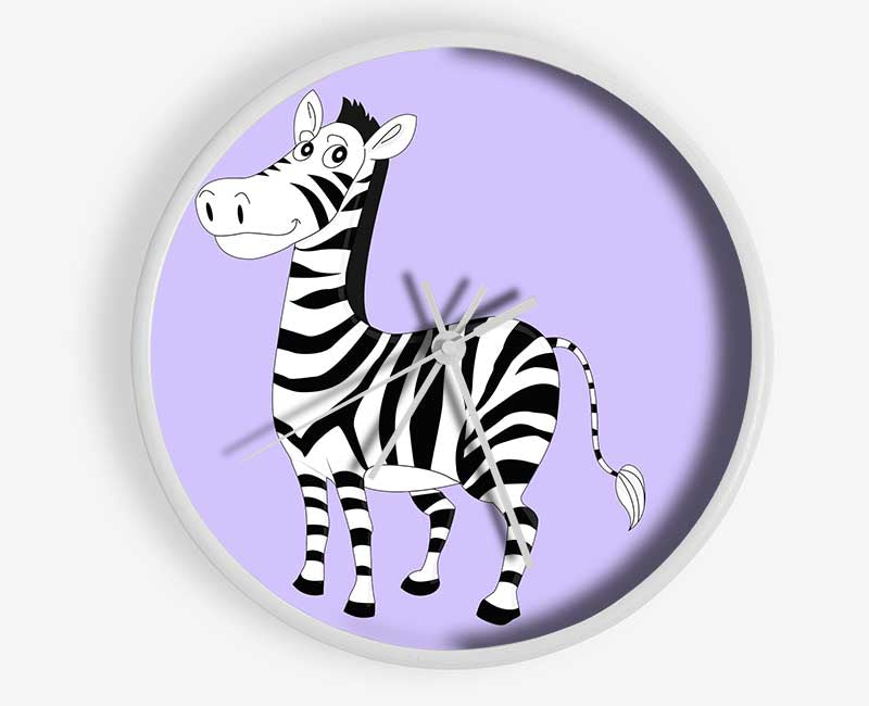 Standing Zebra Lilac Clock - Wallart-Direct UK