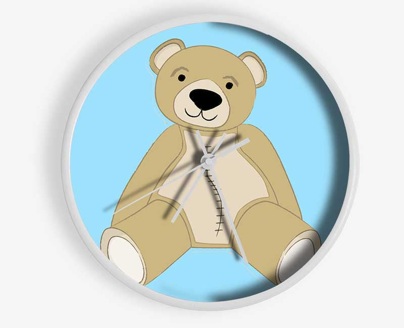 Stitched Up Teddy Baby Blue Clock - Wallart-Direct UK