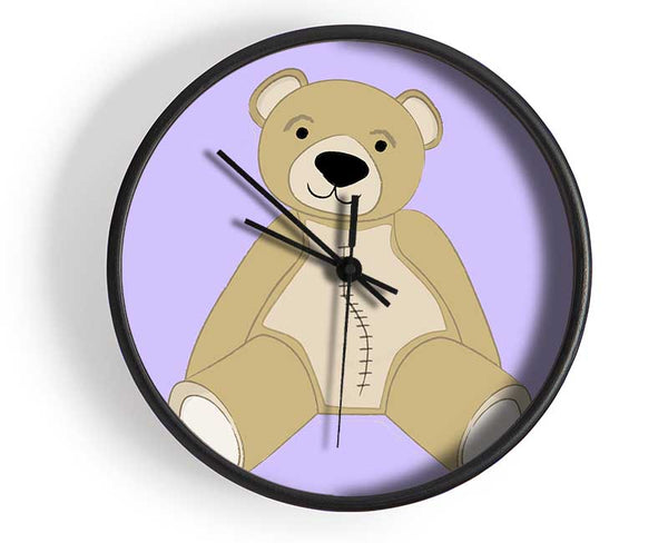 Stitched Up Teddy Lilac Clock - Wallart-Direct UK