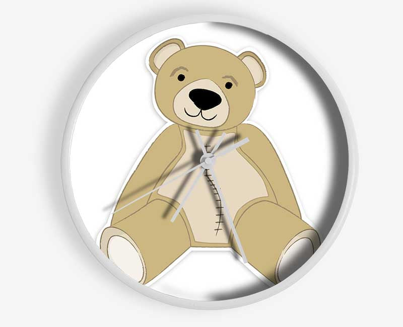 Stitched Up Teddy White Clock - Wallart-Direct UK