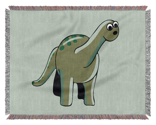 Suprised Dinosaur Baby Blue Woven Blanket